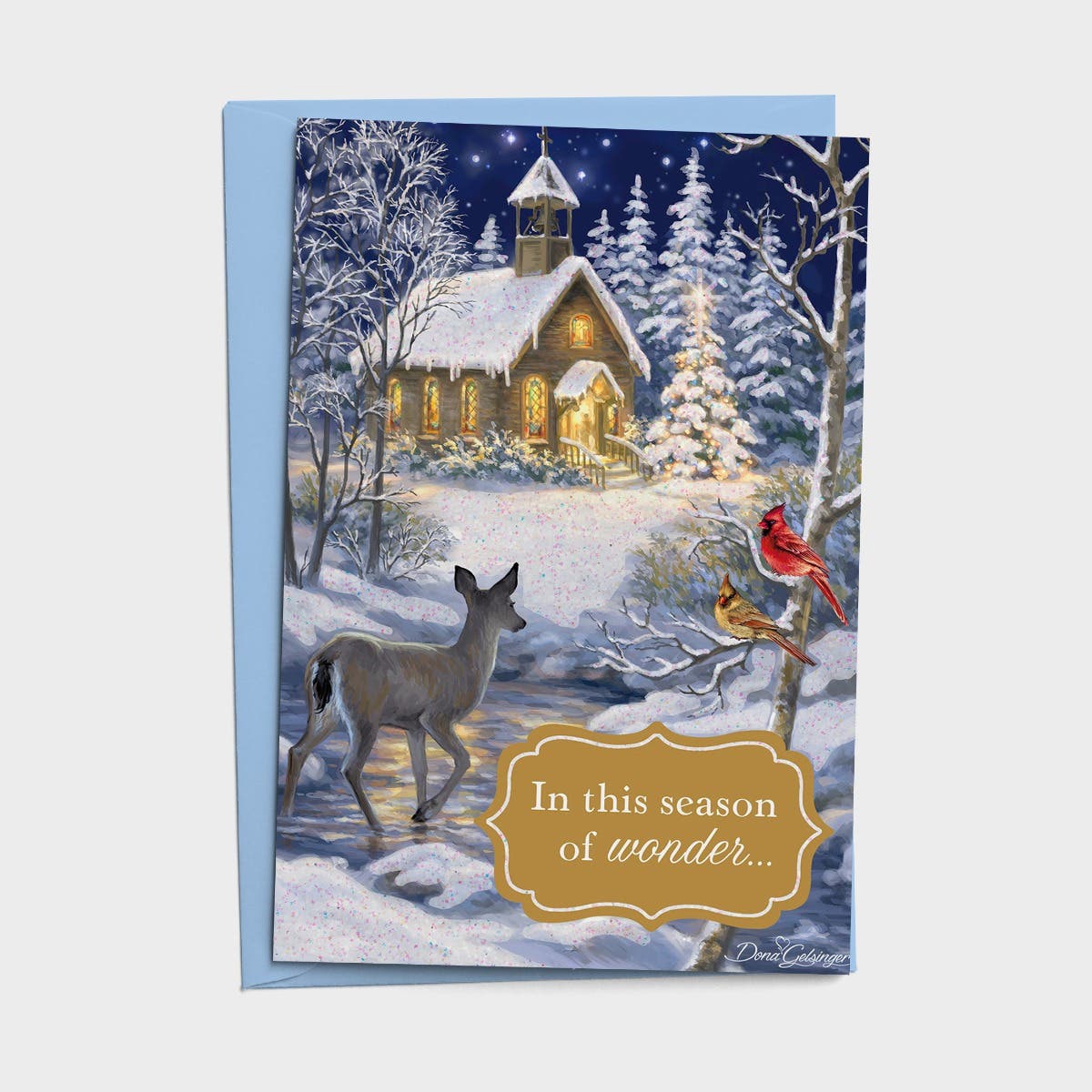Dona Gelsinger - Peaceful Church - 18 Christmas Boxed Cards and Envelopes