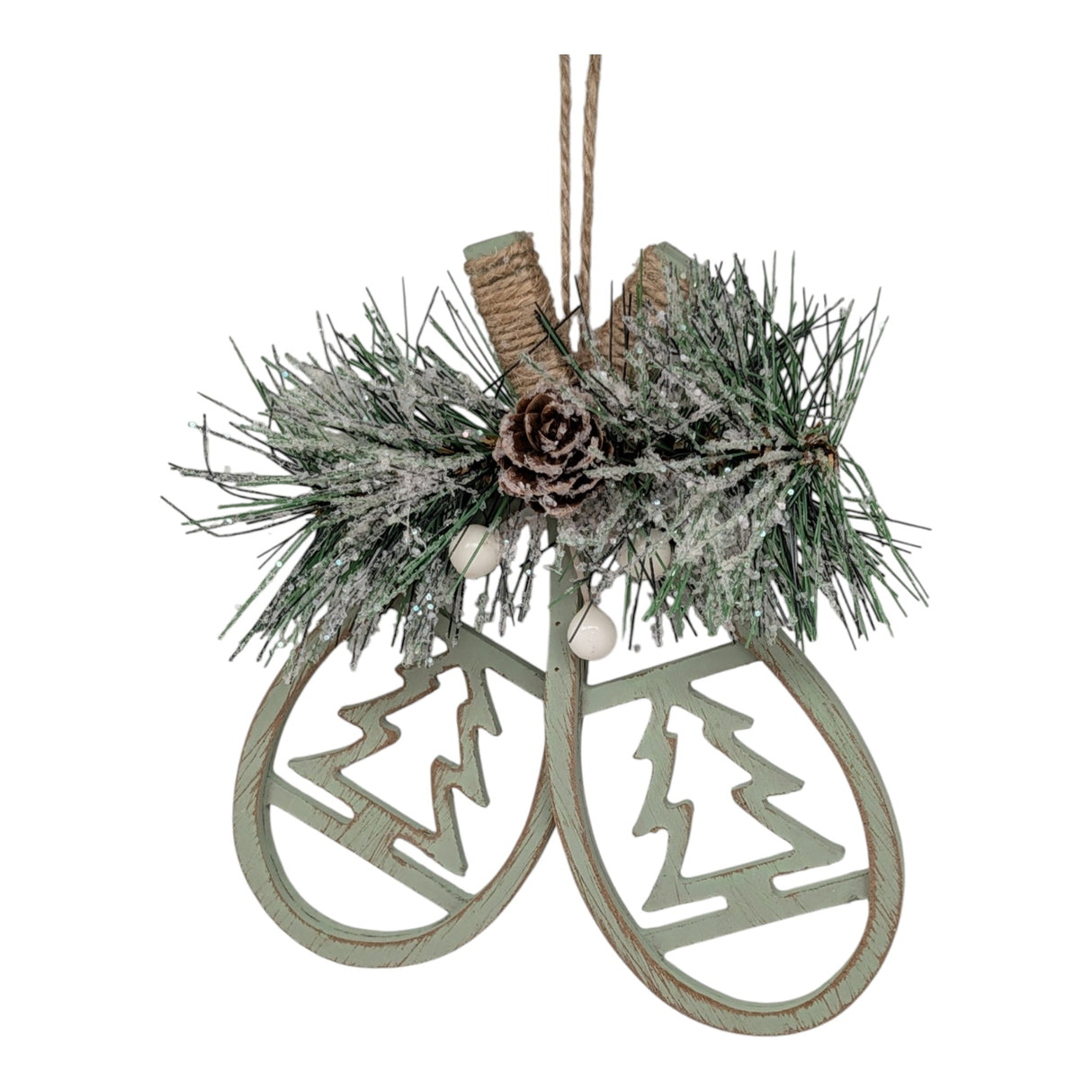 Wooden Snowshoe Floral Ornament -