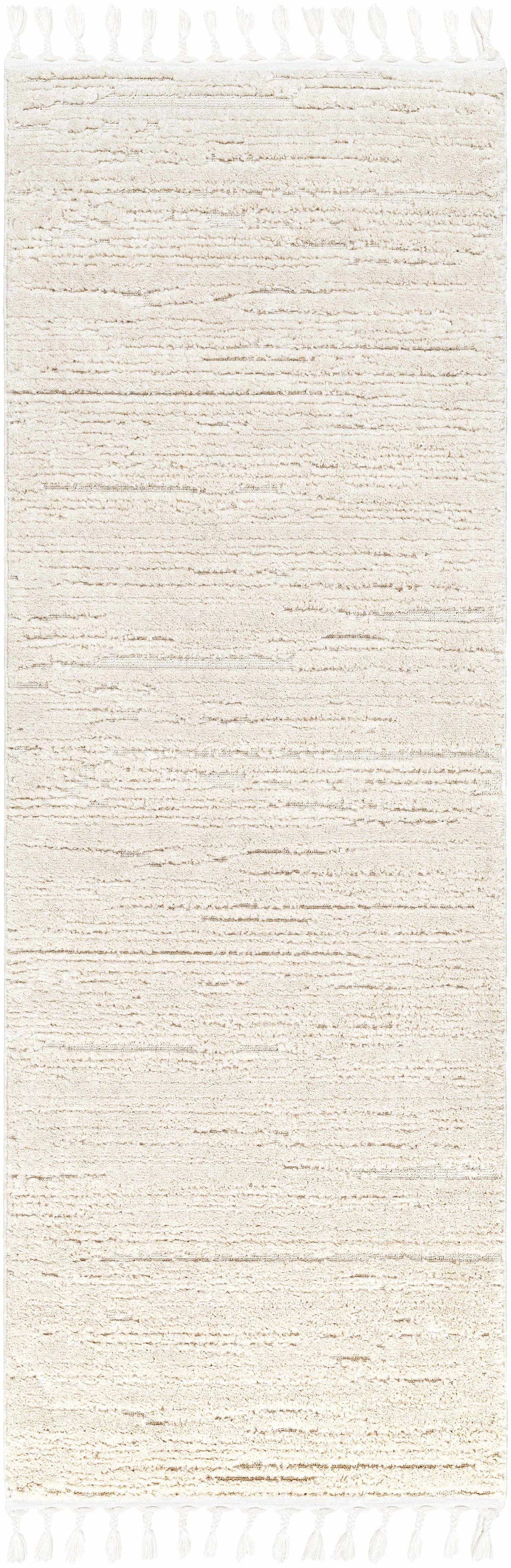 Ibarra Textured Ivory High/Low Pile Rug with Tassels