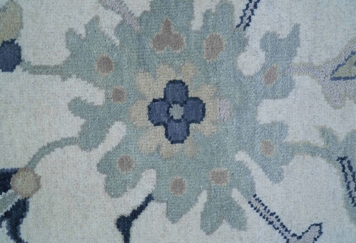 Idris Custom Made Modern Oushak Light Silver And Ivory Wool Area Rug