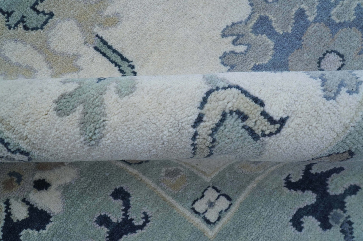Idris Custom Made Modern Oushak Light Silver And Ivory Wool Area Rug