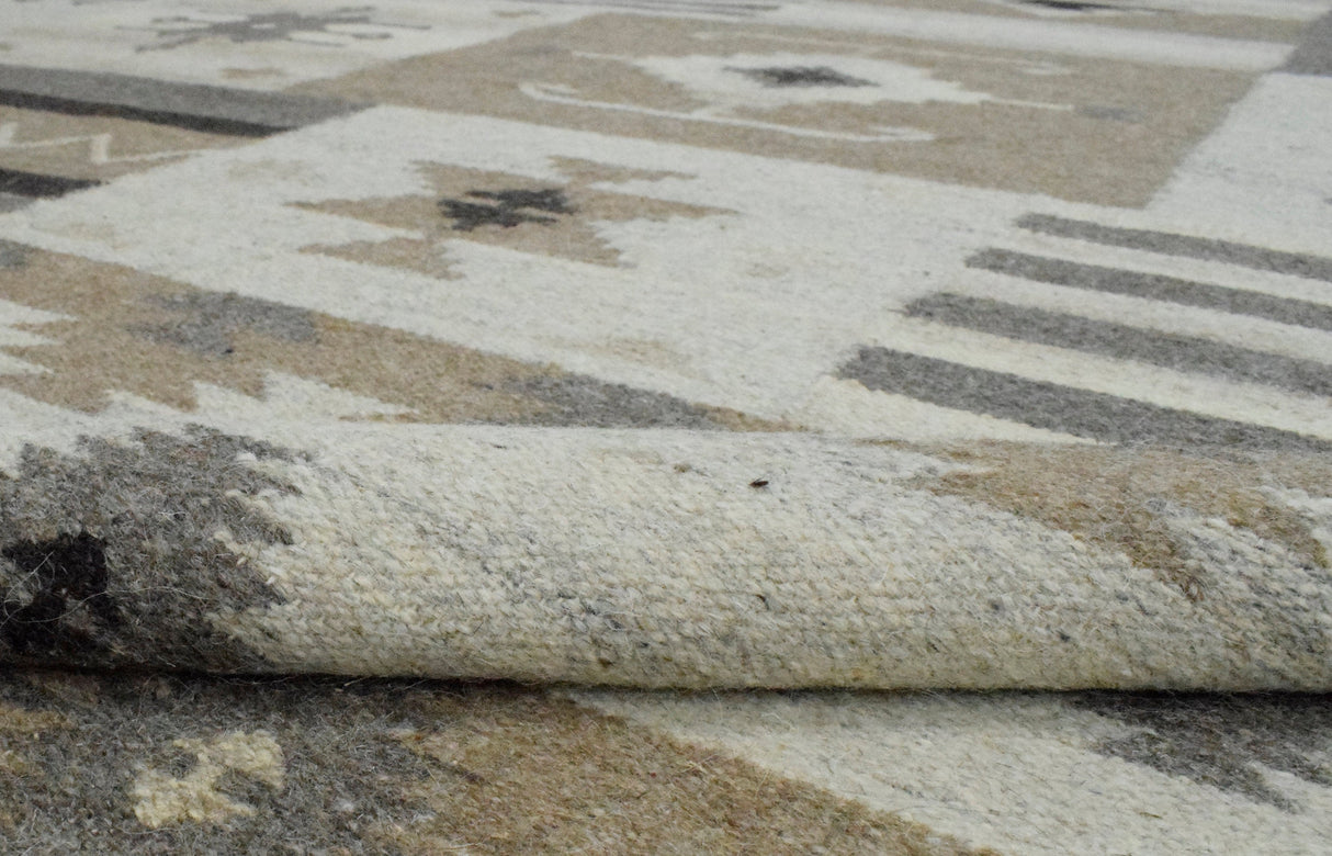 Handwoven Tribal Patterns Brown and Gray Wool Area Rug