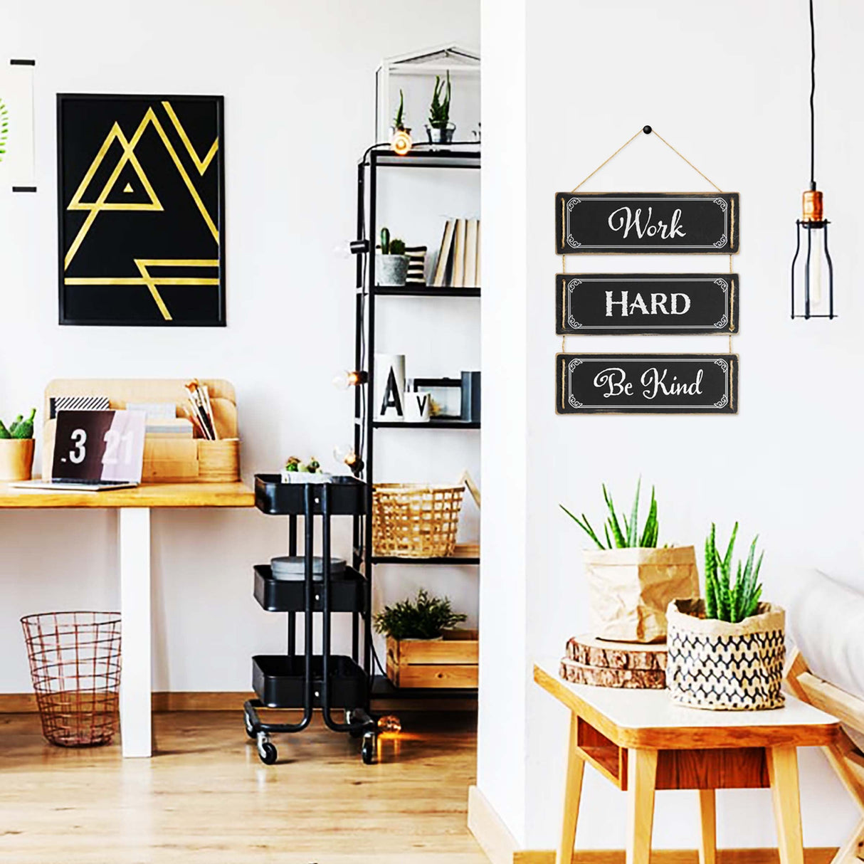 Reversible Wood Wall Hanging Sign for Farmhouse and Living Room