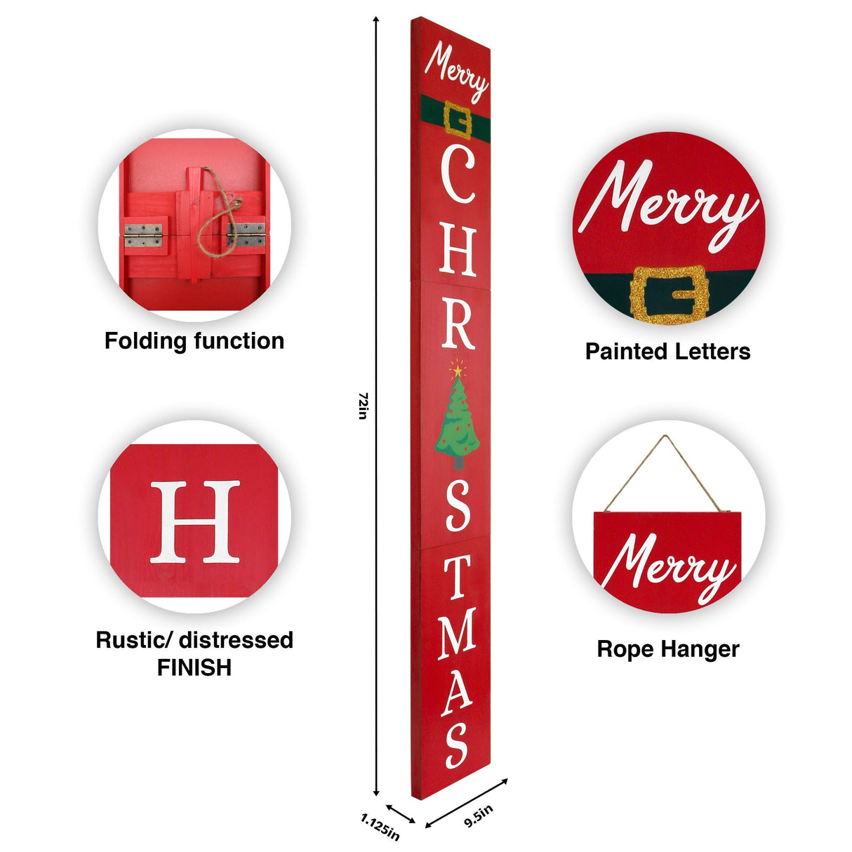 72in 'Merry Christmas' Sign for Front Door - Christmas Porch Sign, Modern Farmhouse Welcome Home Decor