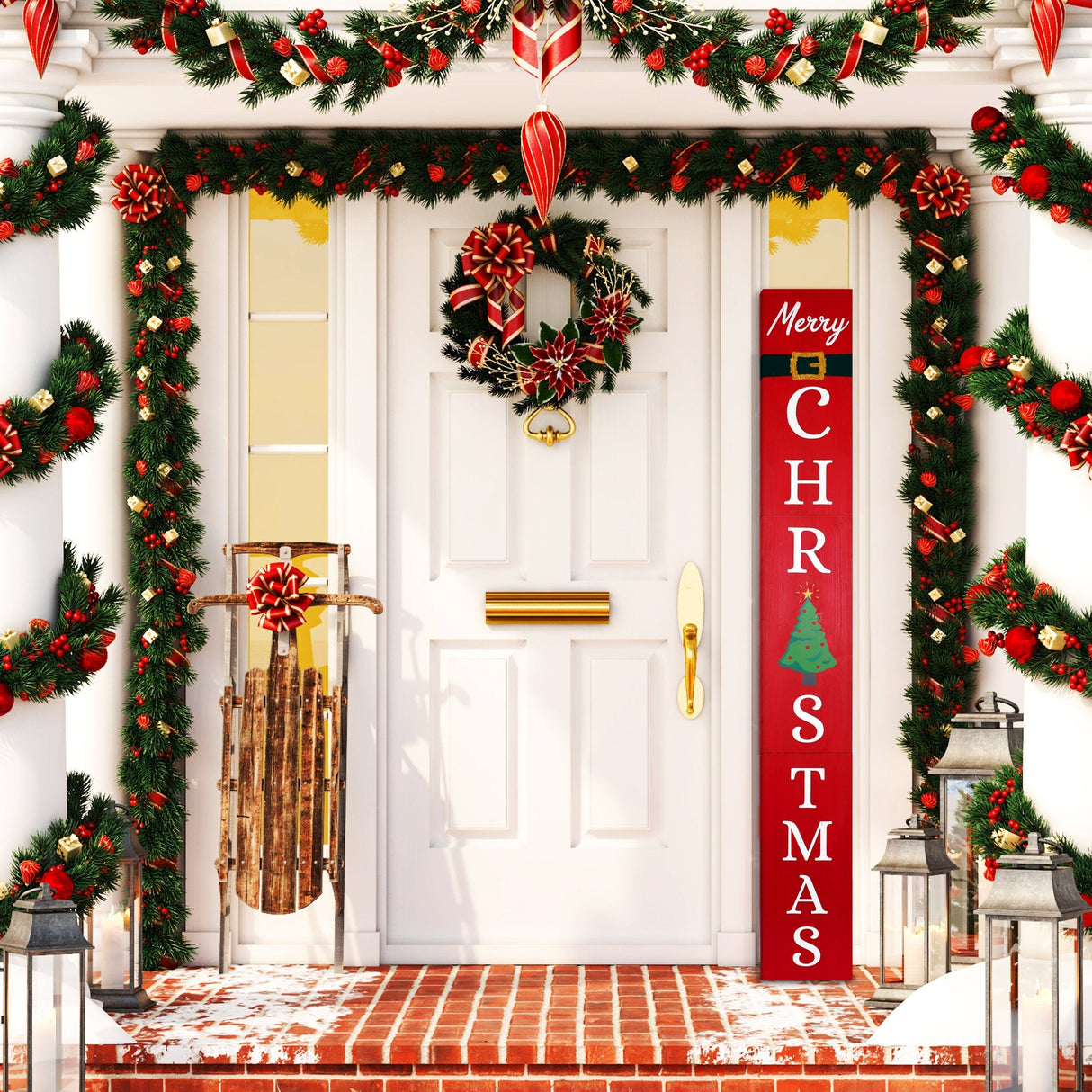 72in 'Merry Christmas' Sign for Front Door - Christmas Porch Sign, Modern Farmhouse Welcome Home Decor