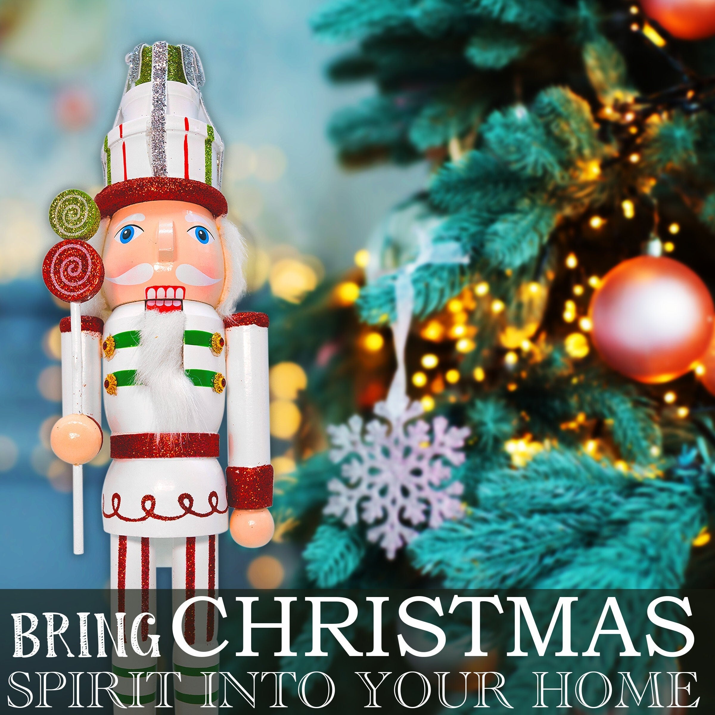 14-inch-Wooden-Nutcrackers-(Green-Candy-Cane-Solider)Christmas-Decoration-Figures-Nutcrackers