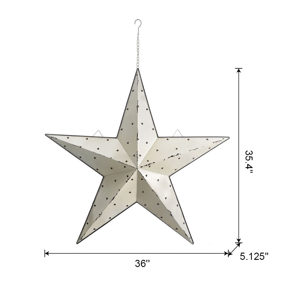 36in White LED Light-Up Metal Barn Star Wall Decor | Farmhouse Style Home Decor | Housewarming Gift | Party Decor