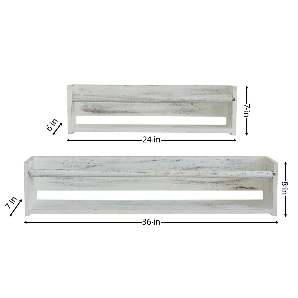 Wood Floating Wall Shelves Set of 2, Wall Shelves Organizer (White)