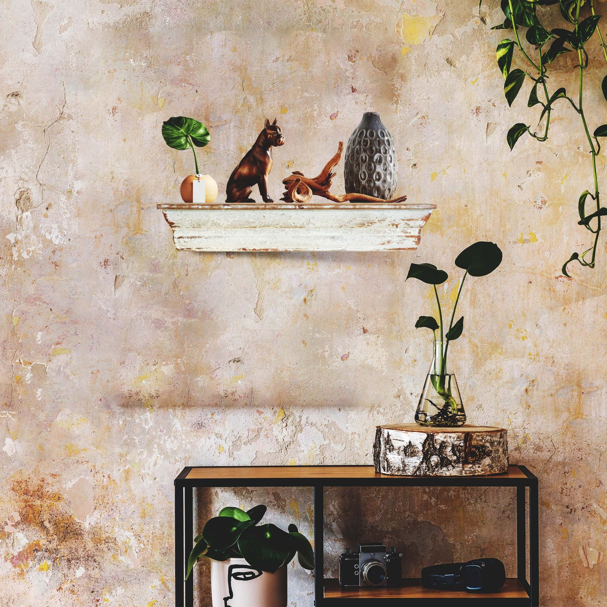 Distressed Ledge Shelf Large, Wall Shelves Organizer for Bedrooms, Hallways, Stairways, Entryways, Kitchens, and Bathrooms