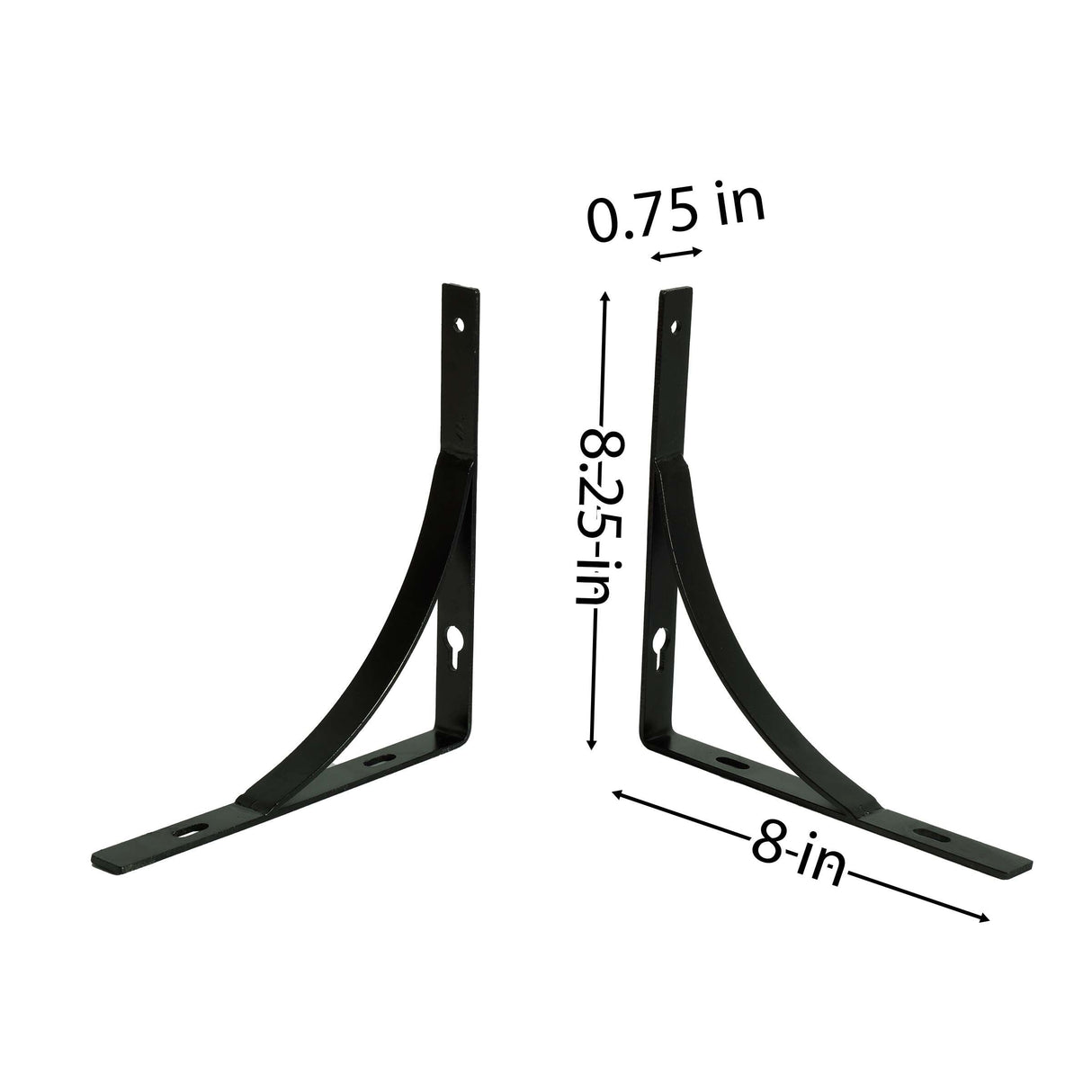 Foster Metal Slope Shelf Bracket, Wall Mounted Shelving Brackets for Rustic Decors, Set of 2 (Black)