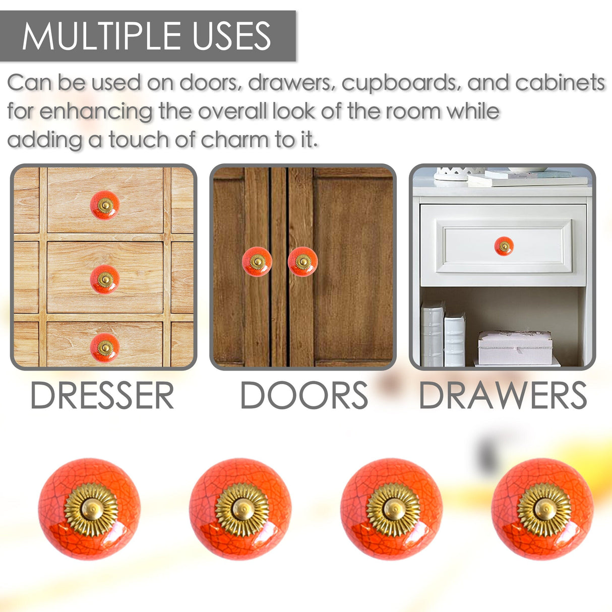 Ceramic Ball Cabinet Knobs 6 Pack Knobs for Cabinets and Drawers, Closet Door Knobs, Drawer Pulls and Knobs with Mounting Screws