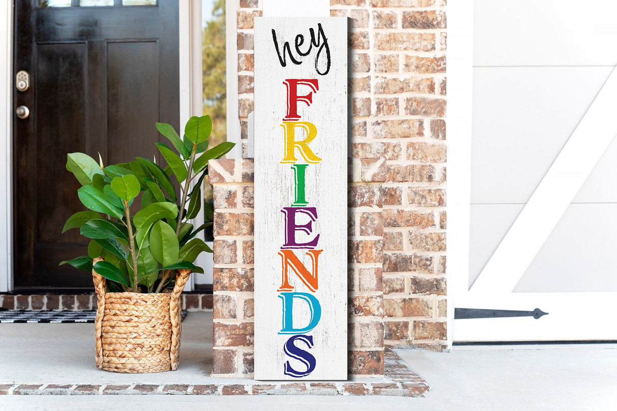 36in "Hey Friends" Teacher Appreciation Porch Sign, Classroom Decor, Durable Wood Wall Sign, Friendly Design