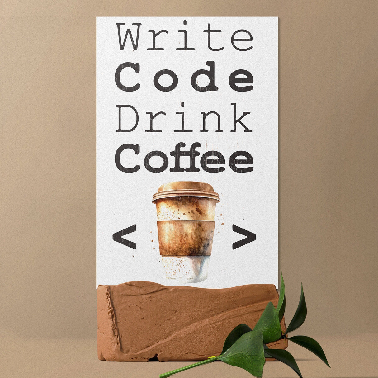 Write Code Drink Coffee - 7.5in x 5in Wooden Wall Decor Sign - Programmer's Motto for Home & Office, Perfect Gift for Developers