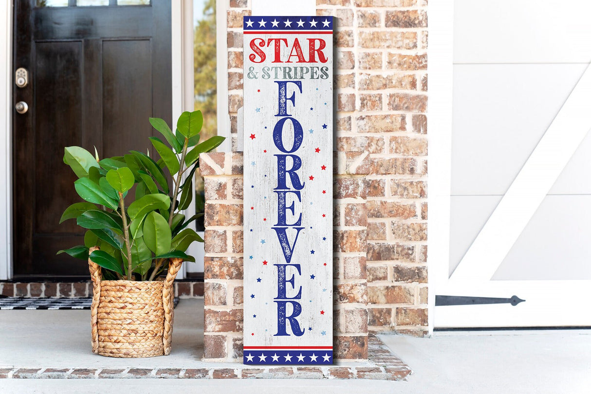 36in 4th of July Stars & Stripes Forever Porch Sign - Patriotic Front Door Decoration