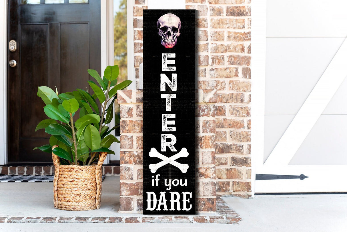 36in "Enter If You Dare" Wooden Porch Sign - Spooky Front Door Decor for Halloween Celebrations