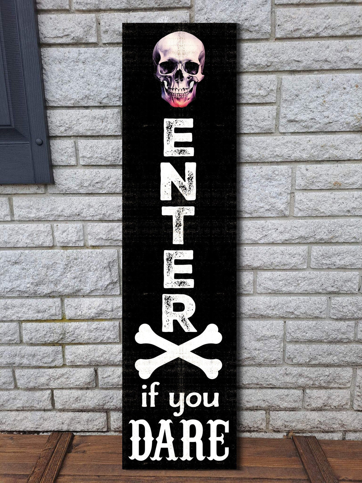 36in "Enter If You Dare" Wooden Porch Sign - Spooky Front Door Decor for Halloween Celebrations