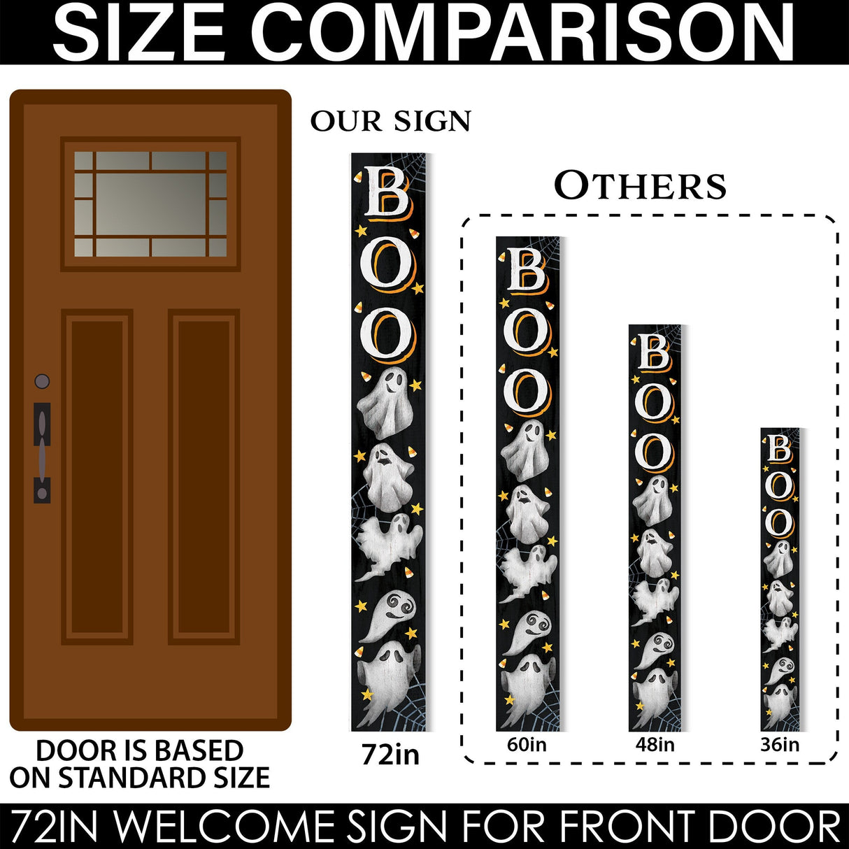 72" Wooden "BOO" Ghost Porch Sign