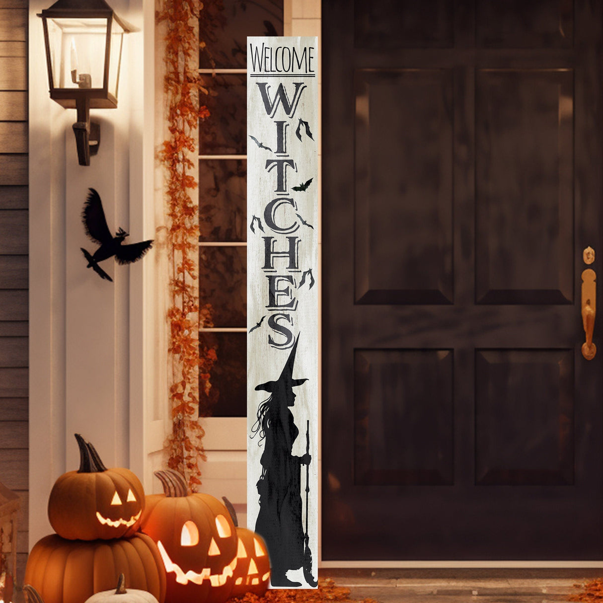 72-Inch "Welcome Witches" Wooden Halloween Sign - Spellbinding Front Door Decor for Porch, Entryway, and Spooky Season Festivities
