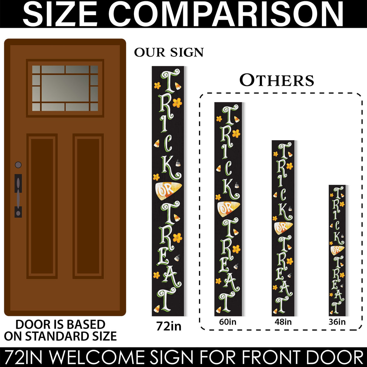 72in Halloween Porch Sign - Spooky Trick or Treat Front Door Decor