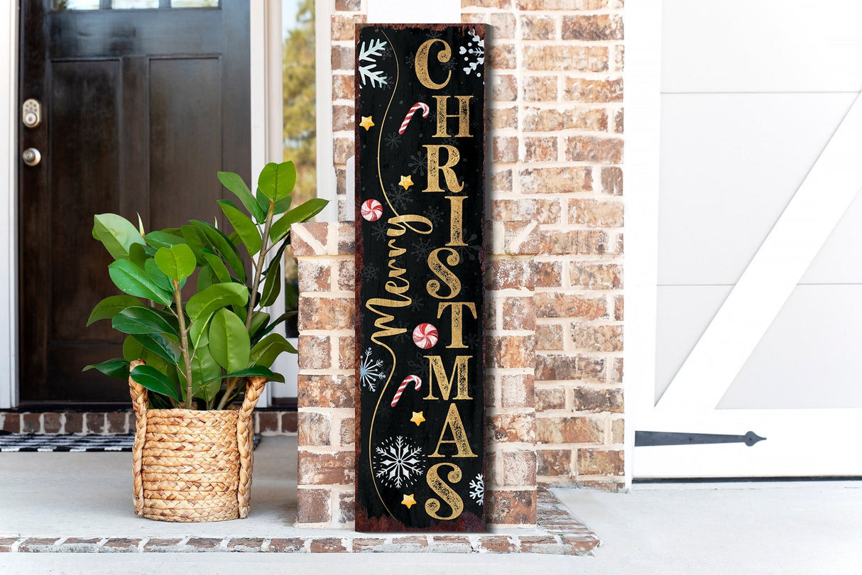 36in Merry Christmas Porch Sign - Front Porch Christmas Welcome Sign, Rustic Modern Farmhouse Entryway Board