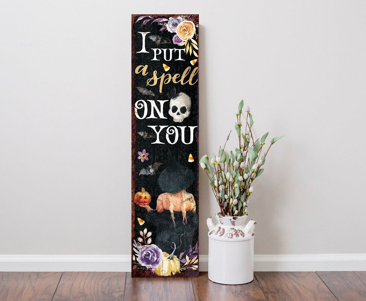 36in I Put a Spell on You Halloween Porch Sign - Front Porch Halloween Welcome Sign, Rustic Modern Farmhouse Entryway Board