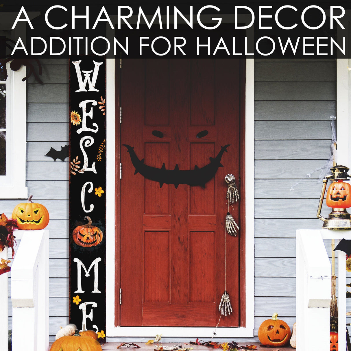 72in Jack-o-Lantern Halloween Porch Sign | Front Porch Welcome Sign | Halloween Decoration | Farmhouse Entryway Porch Decor