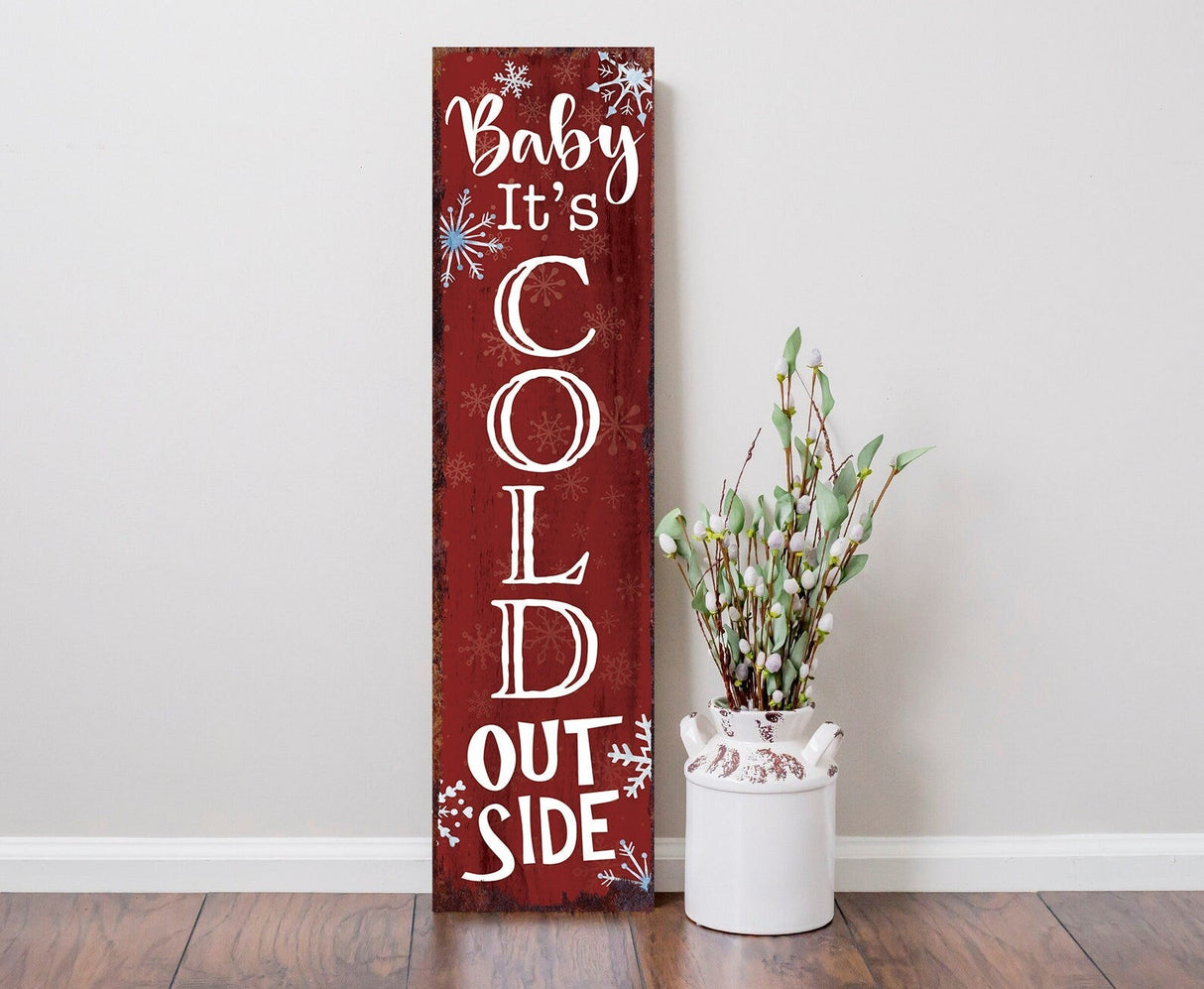 36in "Baby It's Cold Outside" Christmas Porch Sign | Front Porch Welcome Display | Rustic Modern Farmhouse Decor | Festive Entryway Board