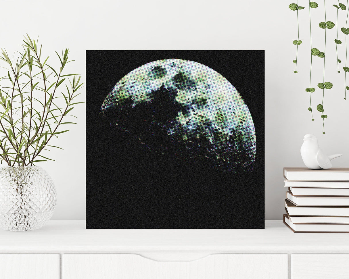 12in Half Moon Canvas Wall Art, Moon Wall Decor, Full Moon Canvas Printing, Moon Square Canvas Wall Art, Modern Living Room Decor