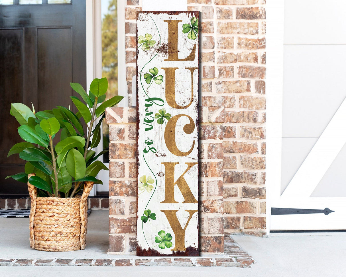 36-Inch Rustic Modern Farmhouse Entryway St. Patrick's Day 'So Very Lucky' Sign for Front Porch, St.Patrick's Outdoor Decor for Front Door