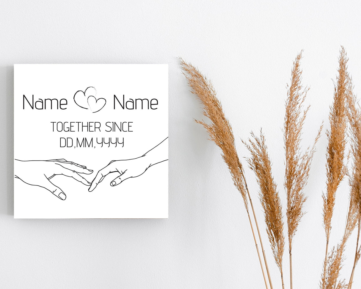 12in Valentine's Day Gift | Personalized Minimalist Line Drawing Holding Hands | Gift for Her, Him, Couples