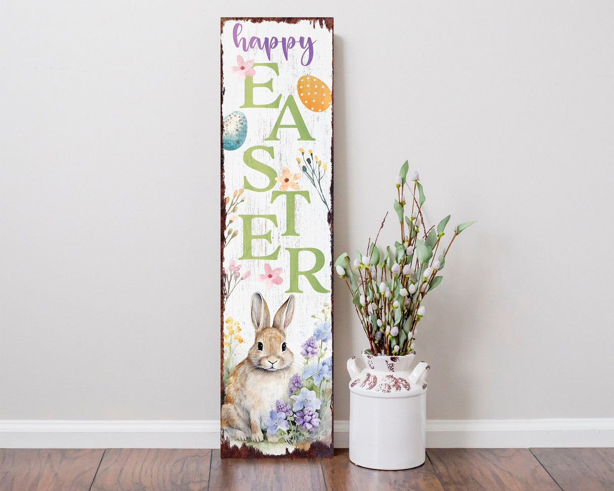 Happy Easter Porch Sign Entryway Decor | Uv Print | Front Porch Plaque | Seasonal Home Decor | 3 Sizes