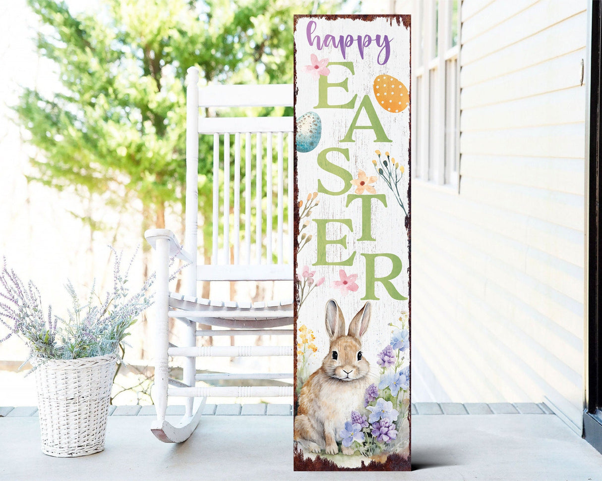 Happy Easter Porch Sign Entryway Decor | Uv Print | Front Porch Plaque | Seasonal Home Decor | 3 Sizes