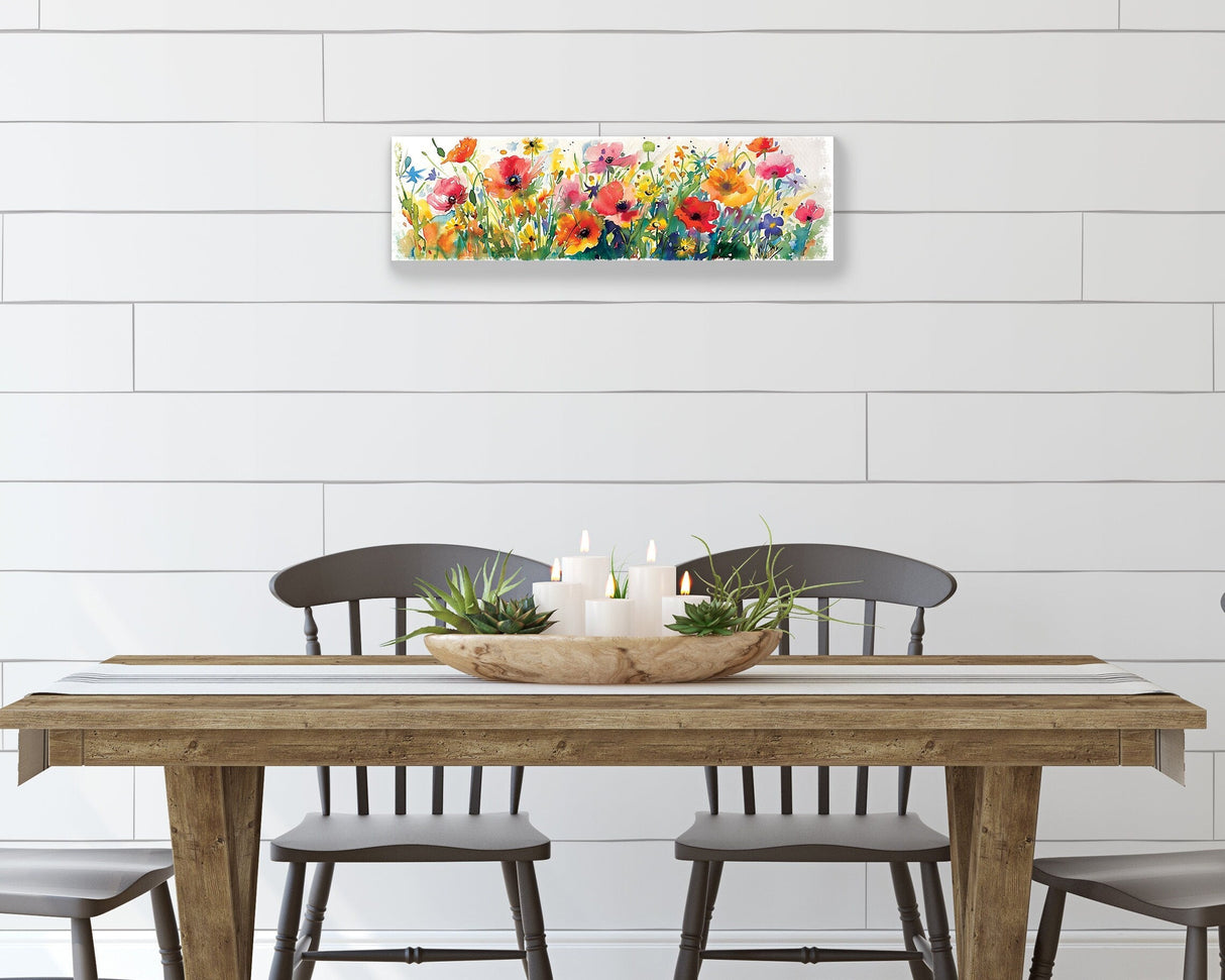 32in Spring Watercolor Style Wildflower Wall Sign | Perfect for Living Room, Entryway, Mantle, Kitchen, Porch, Wall Plaque