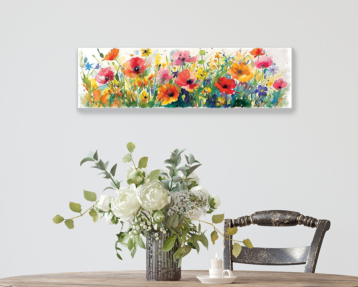 32in Spring Watercolor Style Wildflower Wall Sign | Perfect for Living Room, Entryway, Mantle, Kitchen, Porch, Wall Plaque