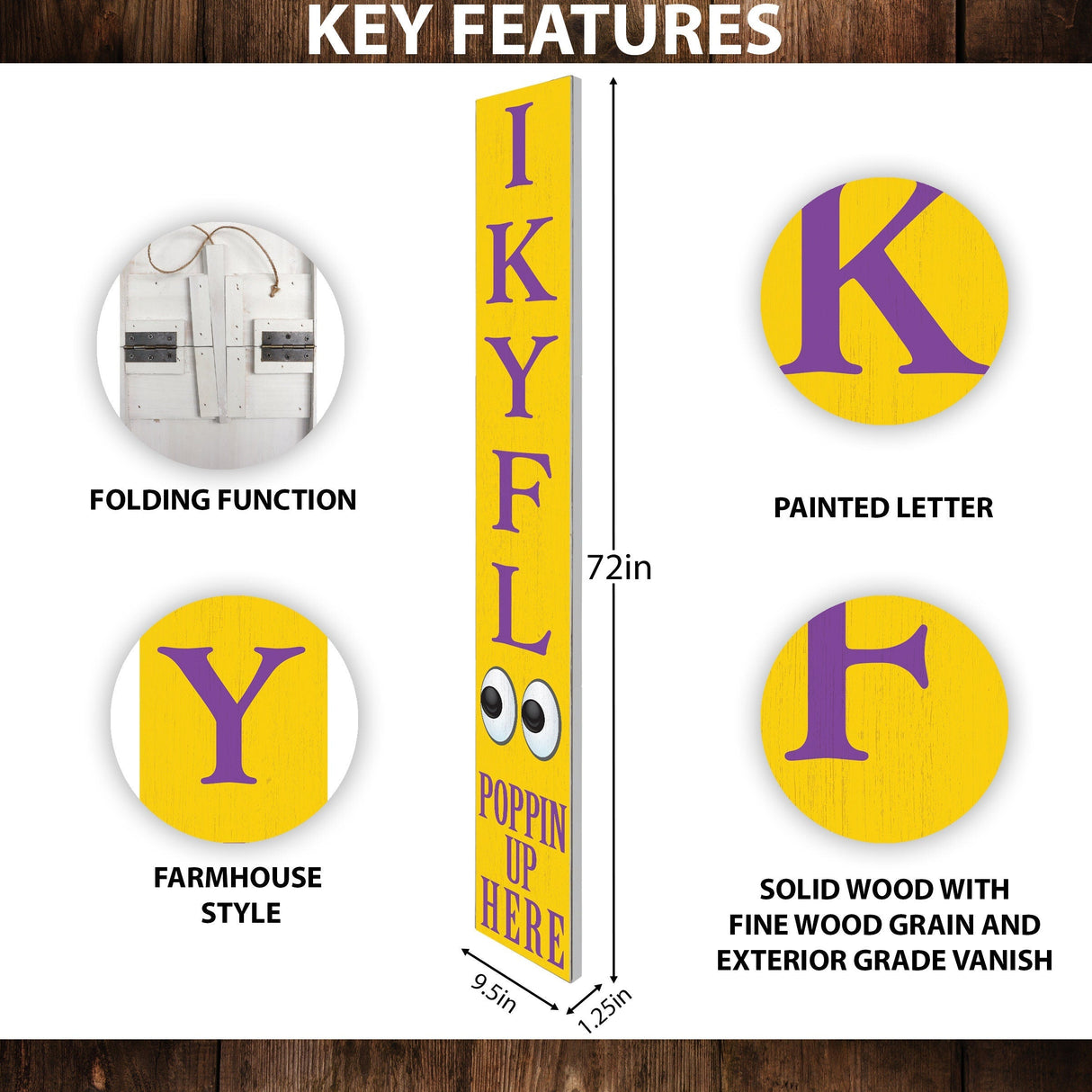 72-Inch Everyday Humor IKYFL Porch Sign | Rustic Farmhouse Outdoor Entryway Display | Front Door Wall Decor | Yellow