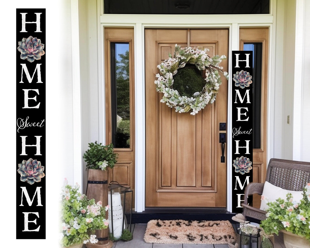 72in Succulent Home Sweet Home Sign | Rustic Wood Front Door Decor | Farmhouse Porch Sign Decorations | Patio Decor | Wooden Decor
