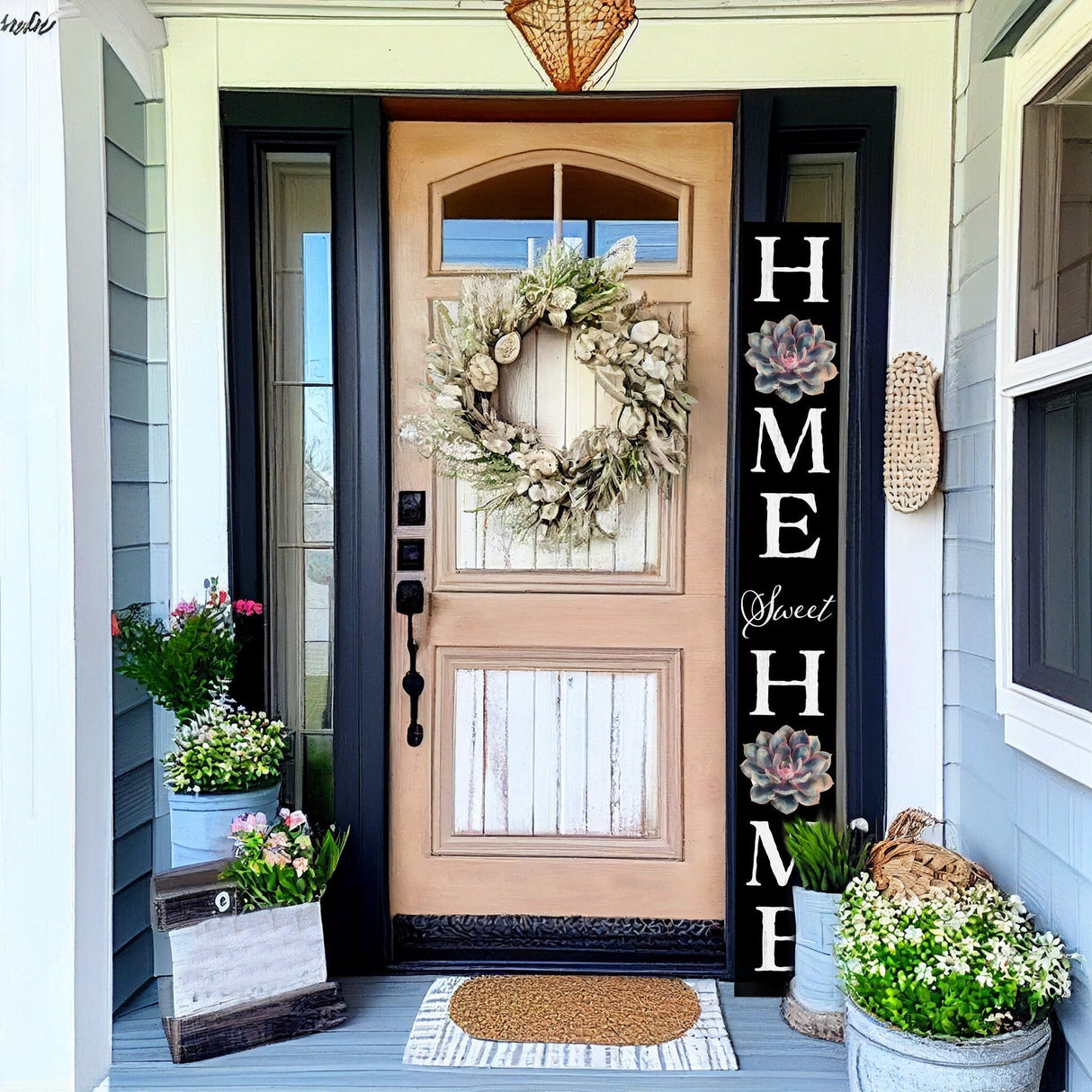 72in Succulent Home Sweet Home Sign | Rustic Wood Front Door Decor | Farmhouse Porch Sign Decorations | Patio Decor | Wooden Decor