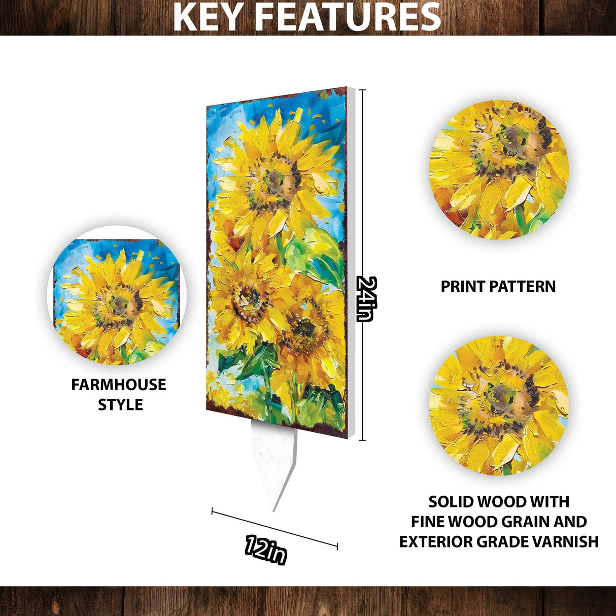 30in Summer Garden Stake | Oil Paint Style Sunflower Decor | Perfect for Outdoor Decor, Yard Art, and Garden Decorations