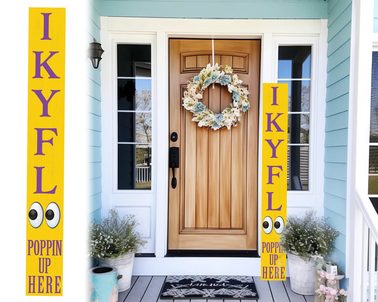 72-Inch Everyday Humor IKYFL Porch Sign | Rustic Farmhouse Outdoor Entryway Display | Front Door Wall Decor | Yellow