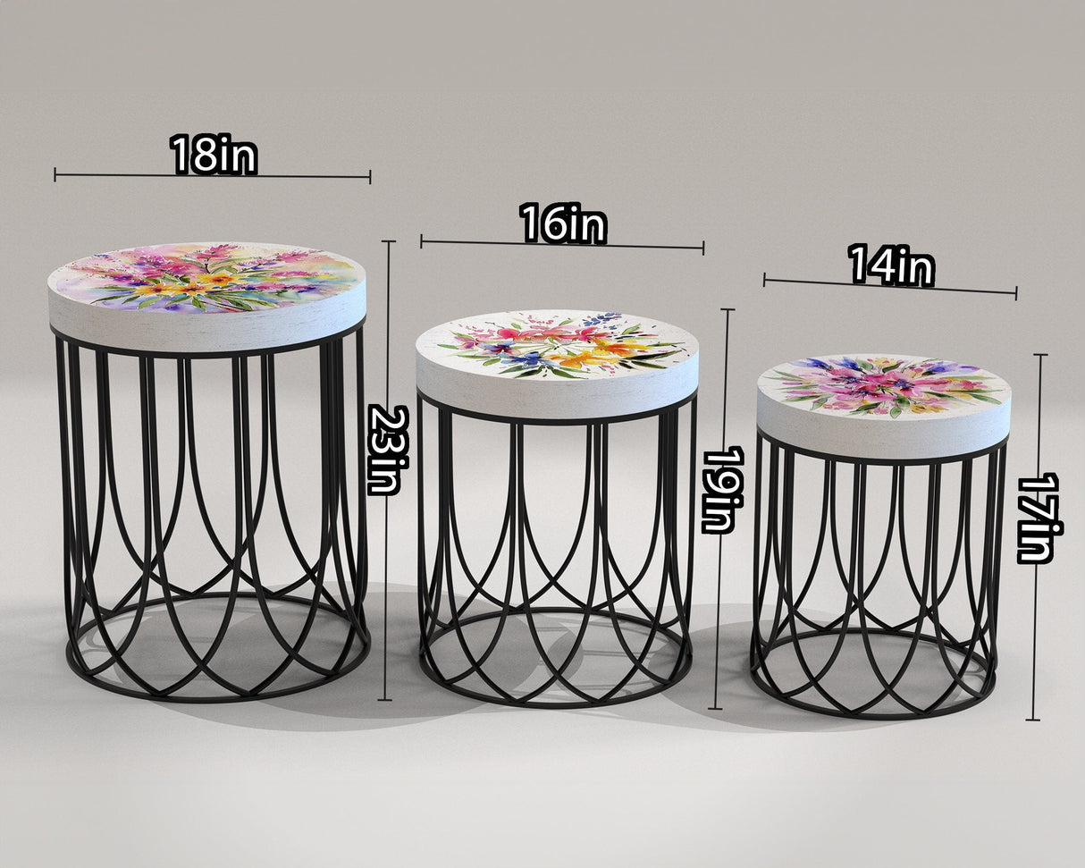 Watercolor Fireweed Accent Table- 9 Patterns