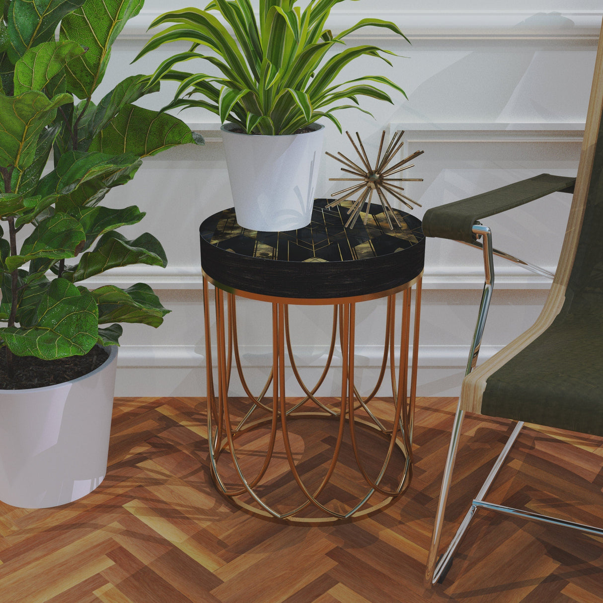 Black & Gold Geometric Accent Table