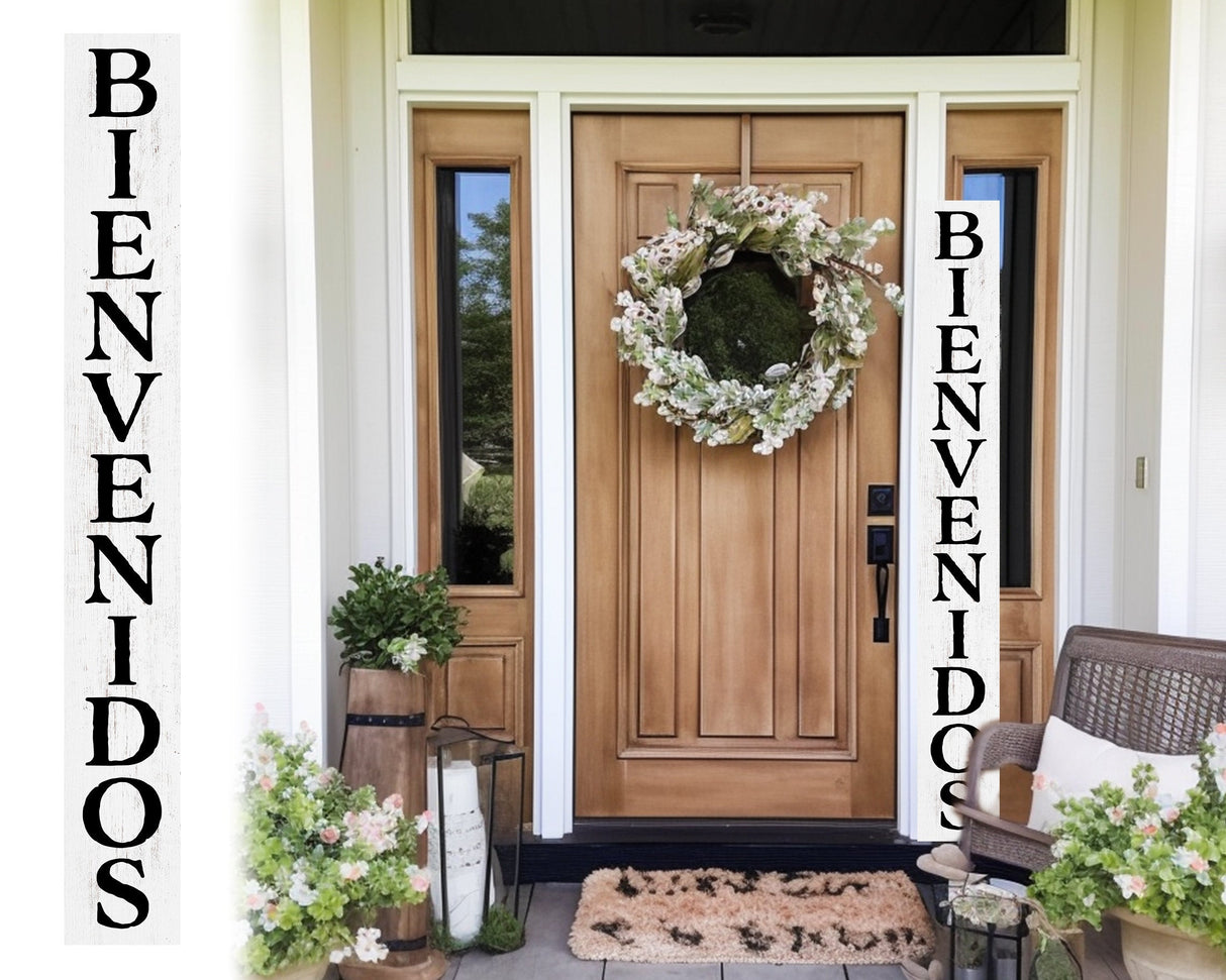 72in White Bienvenido Porch Sign - UV Protected, Sealed, Foldable, Portable - Ideal for Front Door and Entryway Decor