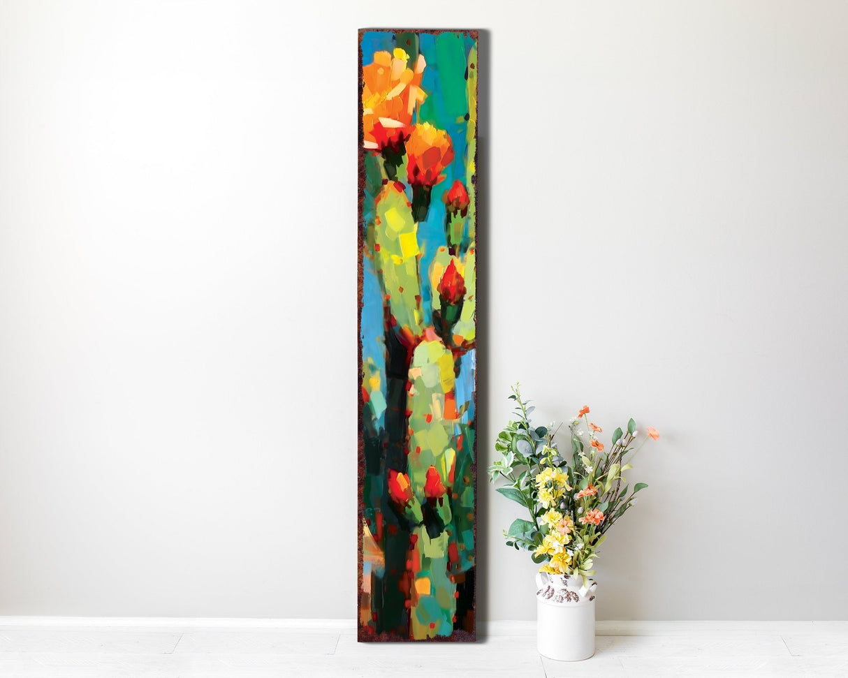 48in Summer Cactus Porch Sign - Rustic Farmhouse Decor - Perfect for Door, Wall, Outdoor Entryway - UV Protected, Sealed, Oil Paint Style