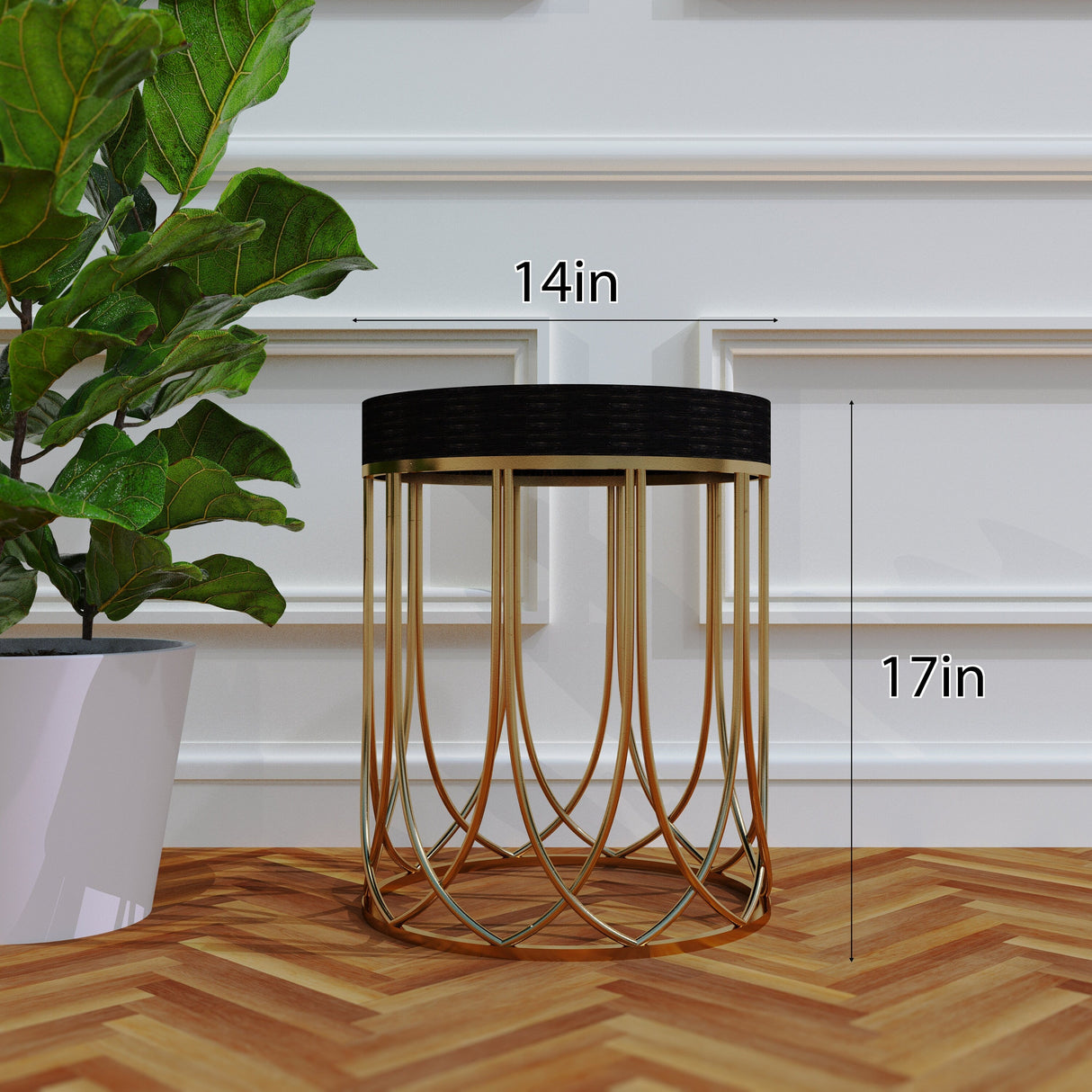 Black & Gold Marble Pattern Accent Table