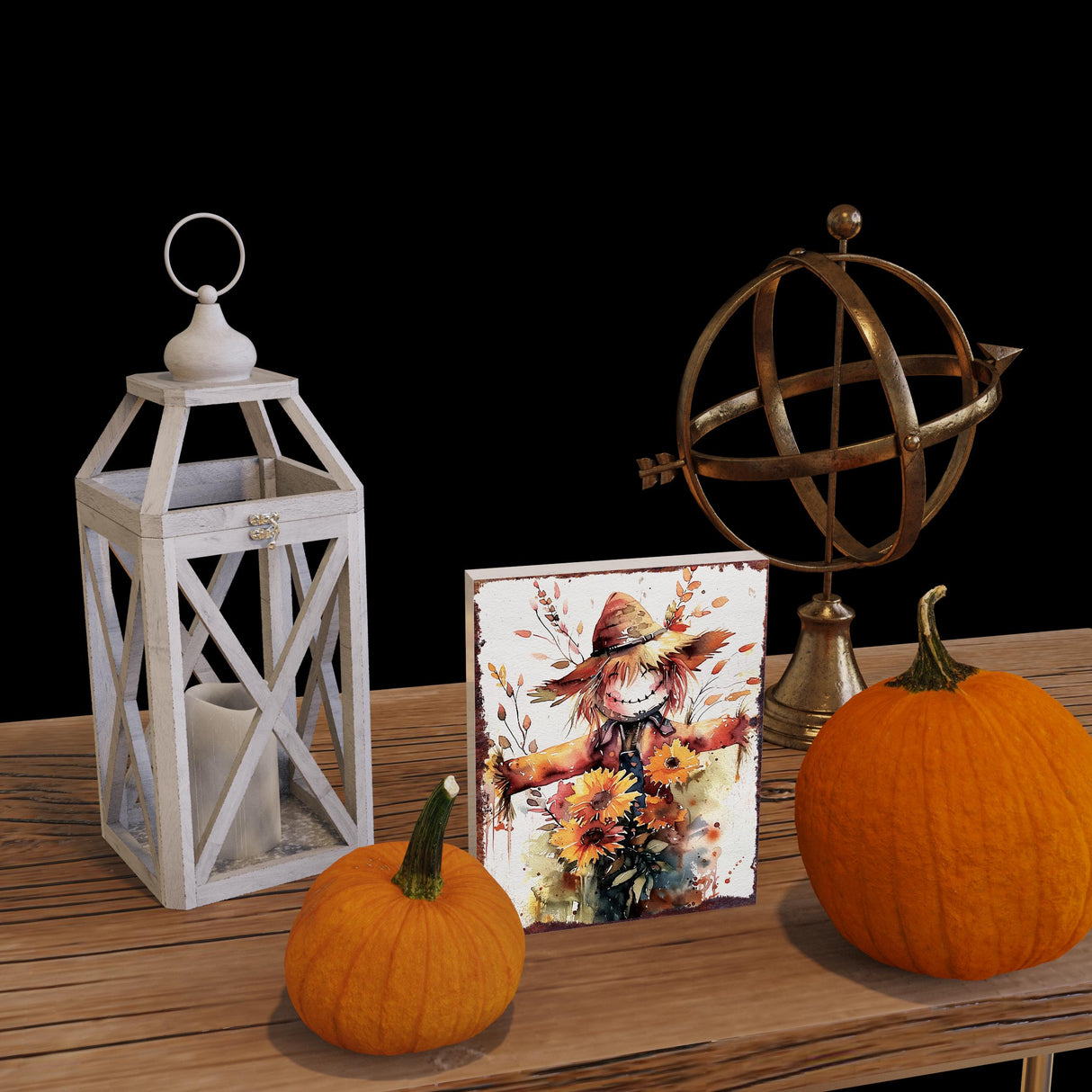 15in Fall Scarecrow Table Decor | Fall Wooden Tabletop Sign | Farmhouse Harvest Holiday Indoor Decor