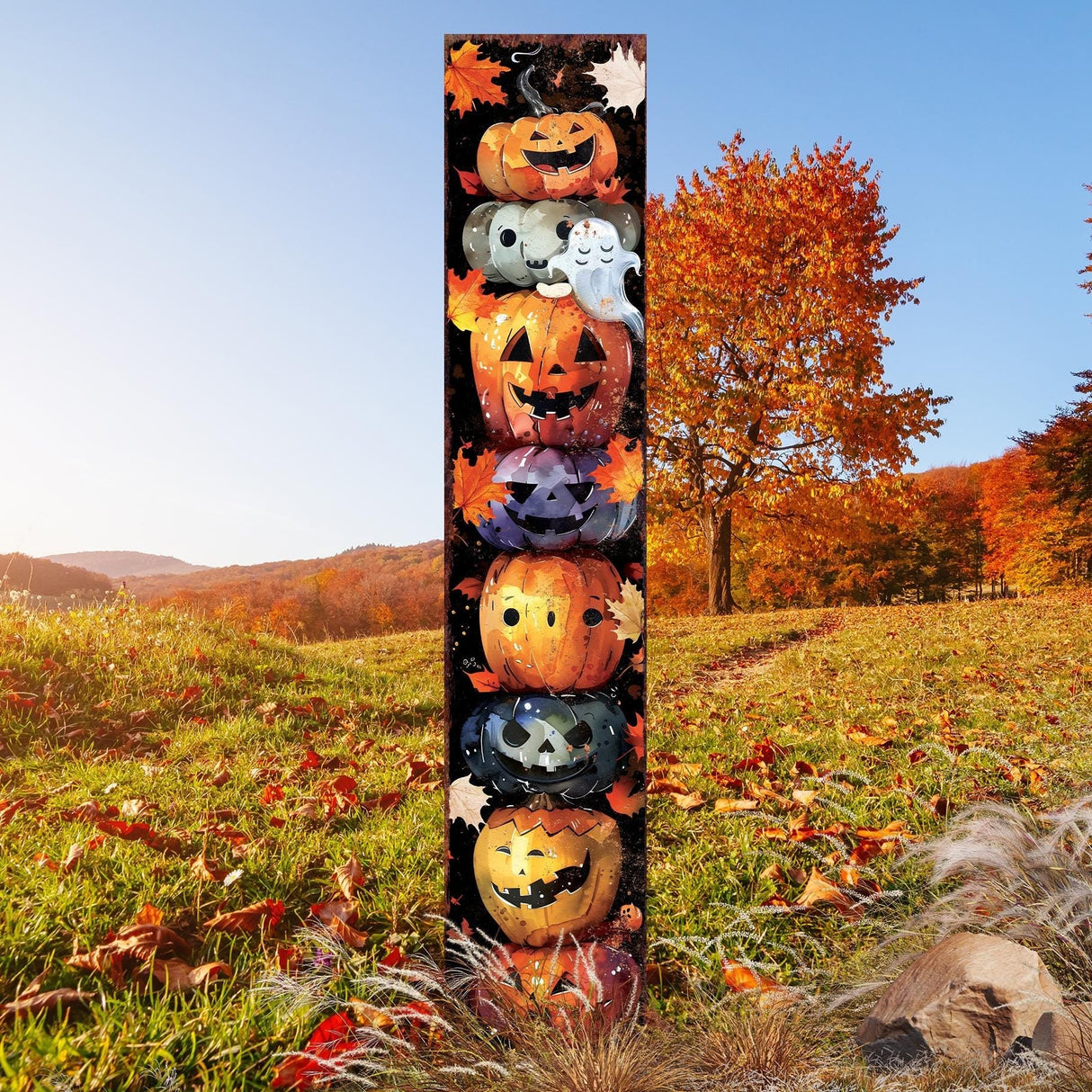 42-Inch Halloween Watercolor Jack-O’-Lantern Garden Stake