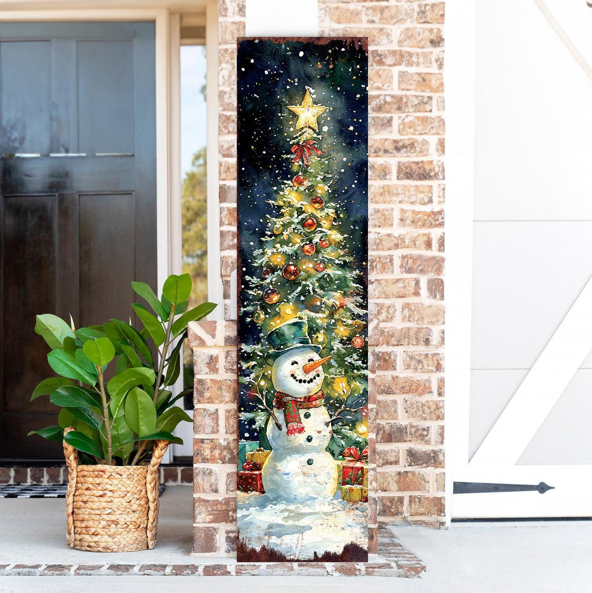 48in Snowman Christmas Porch Sign - Christmas Decoration | Christmas Entryway Decor | Christmas Front Porch Plaque | UV Print | 48x12in