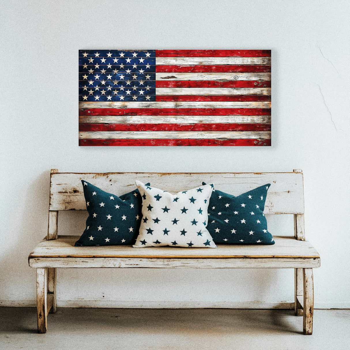 Rustic Wooden American Flag | Distressed Wood Flag Art | Pallet American Flag | UV Print | 4 Sizes