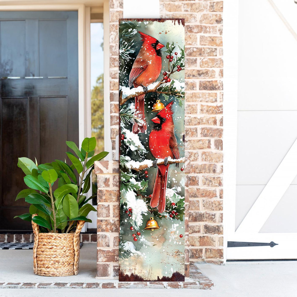 48in Cardinals Christmas Porch Sign - Front Porch Christmas Plaque | Holiday Decoration | Entryway Christmas Decor | UV Print | 48x12in