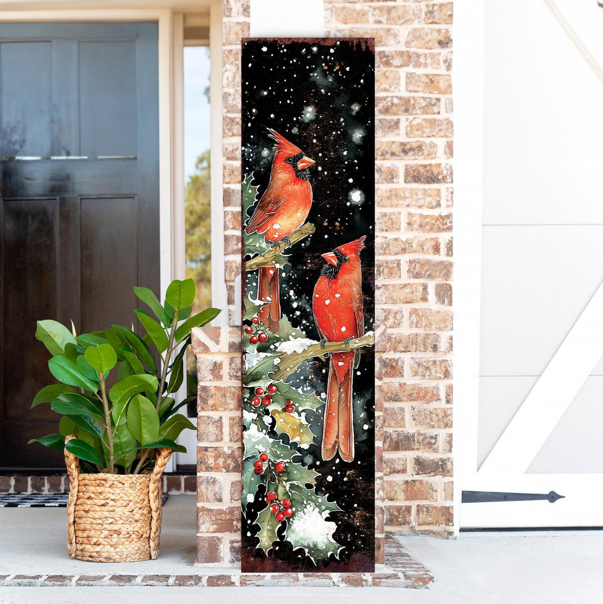 48in Christmas Porch Sign Cardinals - Christmas Entryway Decor | Holiday Decoration | Front Porch Christmas Plaque | UV Print | 48x12in